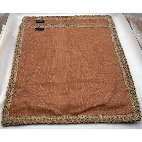 Phantoscope Orange Decorative Throw Pillow COVER Linen Trim Farmhouse *READ... - Picture 2 of 10